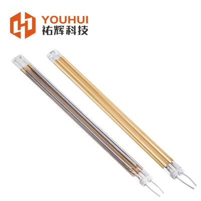 โคมไฟอินฟราเรดระดับคลื่นกลางแบบทองคํา 2 หลอด 1000W สําหรับการทําความร้อนอุตสาหกรรม