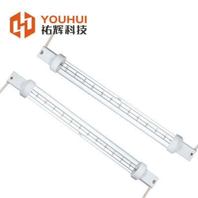 เครื่องทําความร้อนฮาโลเจนอินฟราเรดคลื่นสั้นอุตสาหกรรมที่มีอายุการใช้งาน 5000 ชั่วโมง อุณหภูมิไฟฟ้า 1100-2600 °C และความยาวในการทําความร้อน 50-1500 มม.