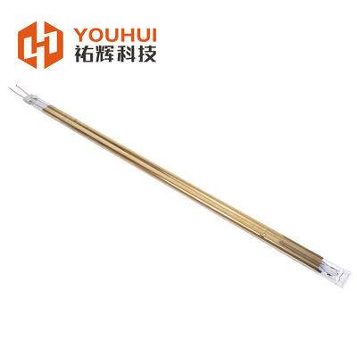 หลอดทําความร้อนอินฟราเรดไฟเบอร์คาร์บอนแบบสองท่อเคลือบด้วยทองครึ่ง มีเวลาการทํางาน 5000-20000 ชั่วโมง