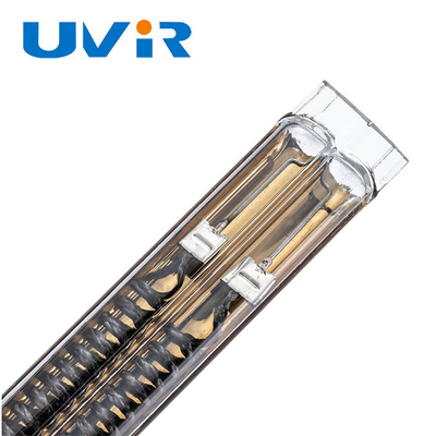 230V 2500W ควอตซ์อินฟราเรดฮีตเตอร์โคมไฟรูปทรงท่อเคลือบทอง